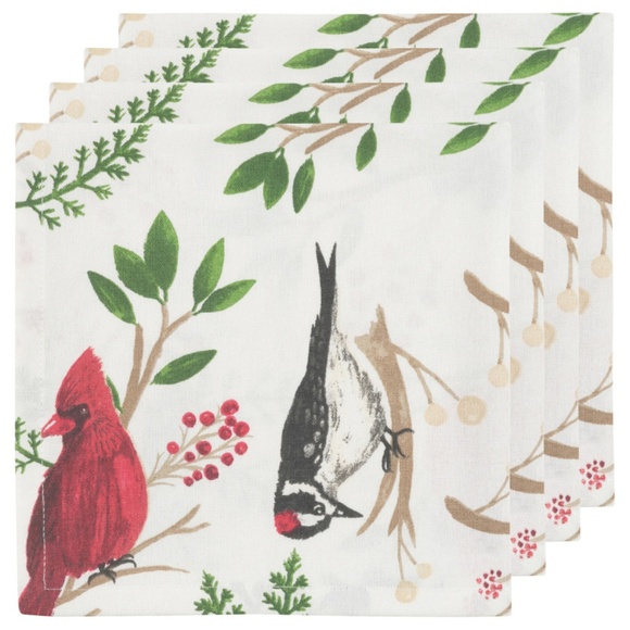 Now Designs Kitchen Napkin Set/4 Winter Birds NWT - Picture 1 of 2